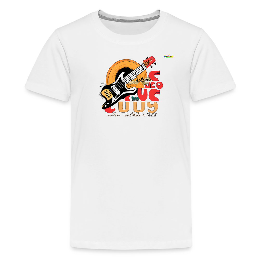 Retro Guitar Logo Children's Premium T-Shirt-MyBrightSideClothing - white