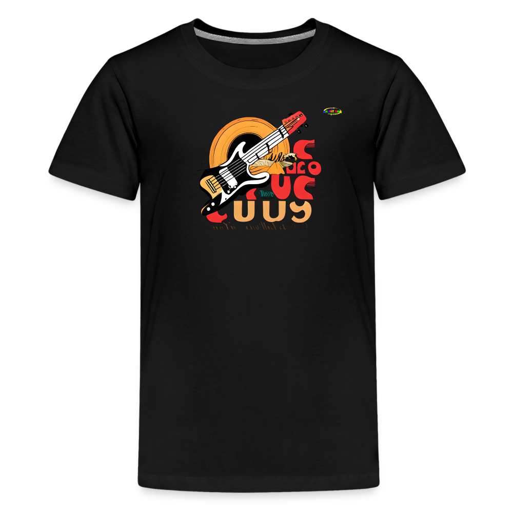 Retro Guitar Logo Children's Premium T-Shirt-MyBrightSideClothing - black