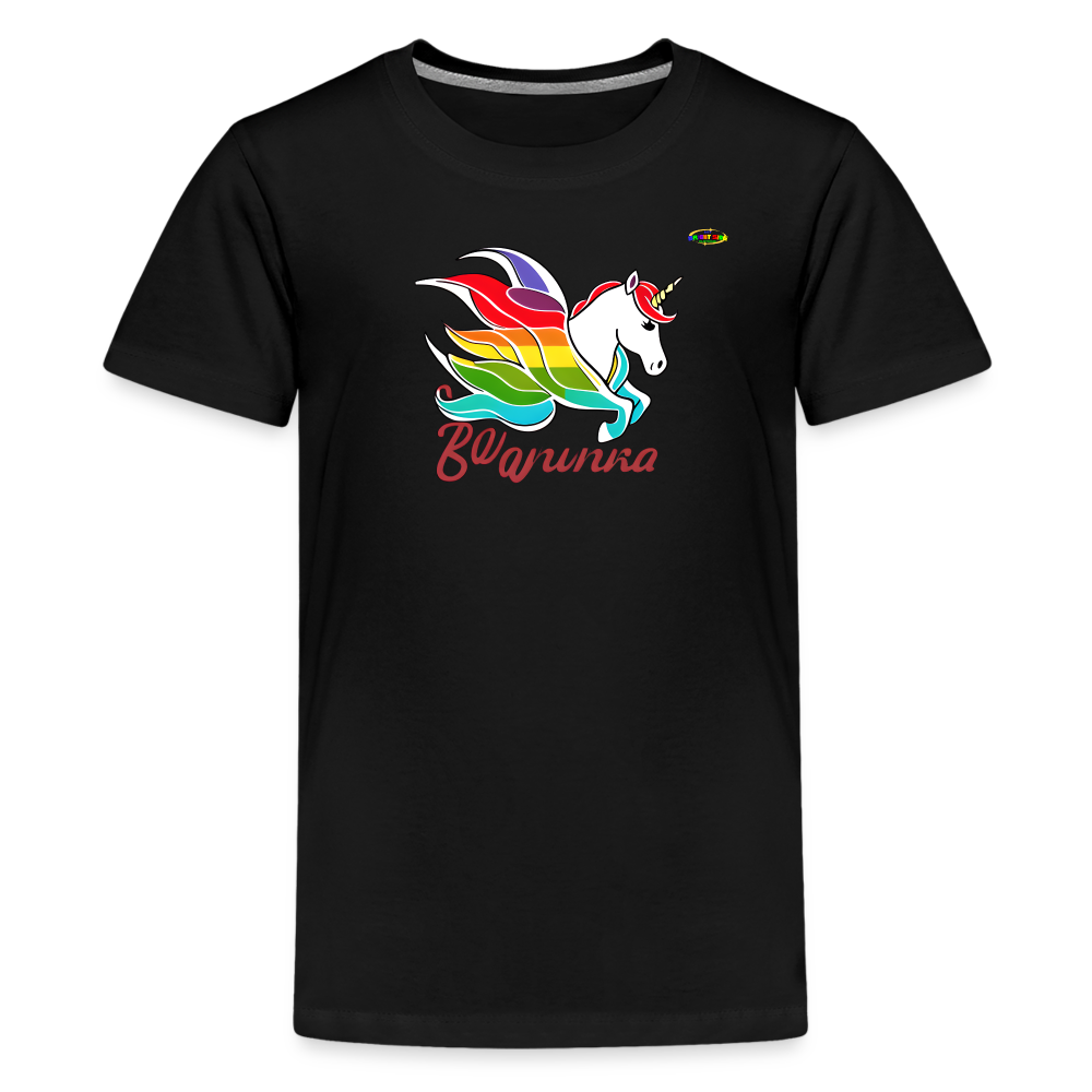 Rainbow Unicorn Logo Children's Premium T-Shirt -MyBrightSideClothing - black