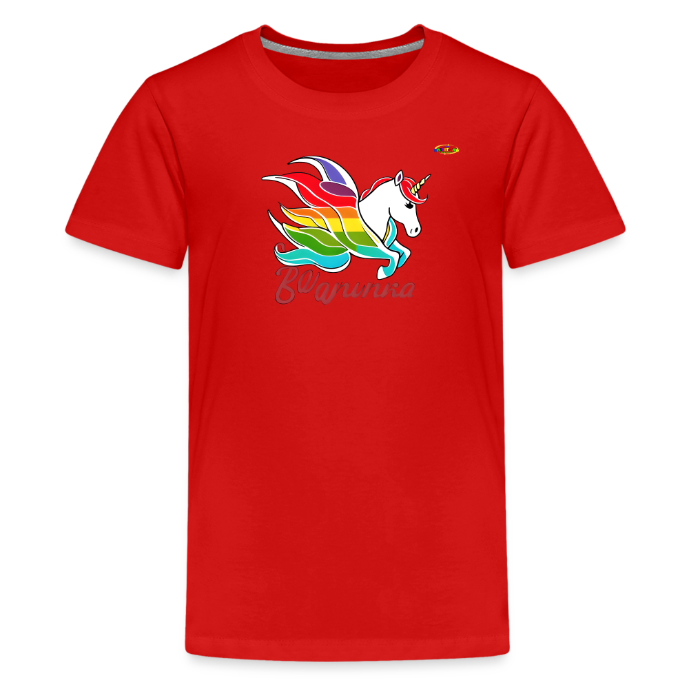 Rainbow Unicorn Logo Children's Premium T-Shirt -MyBrightSideClothing - red