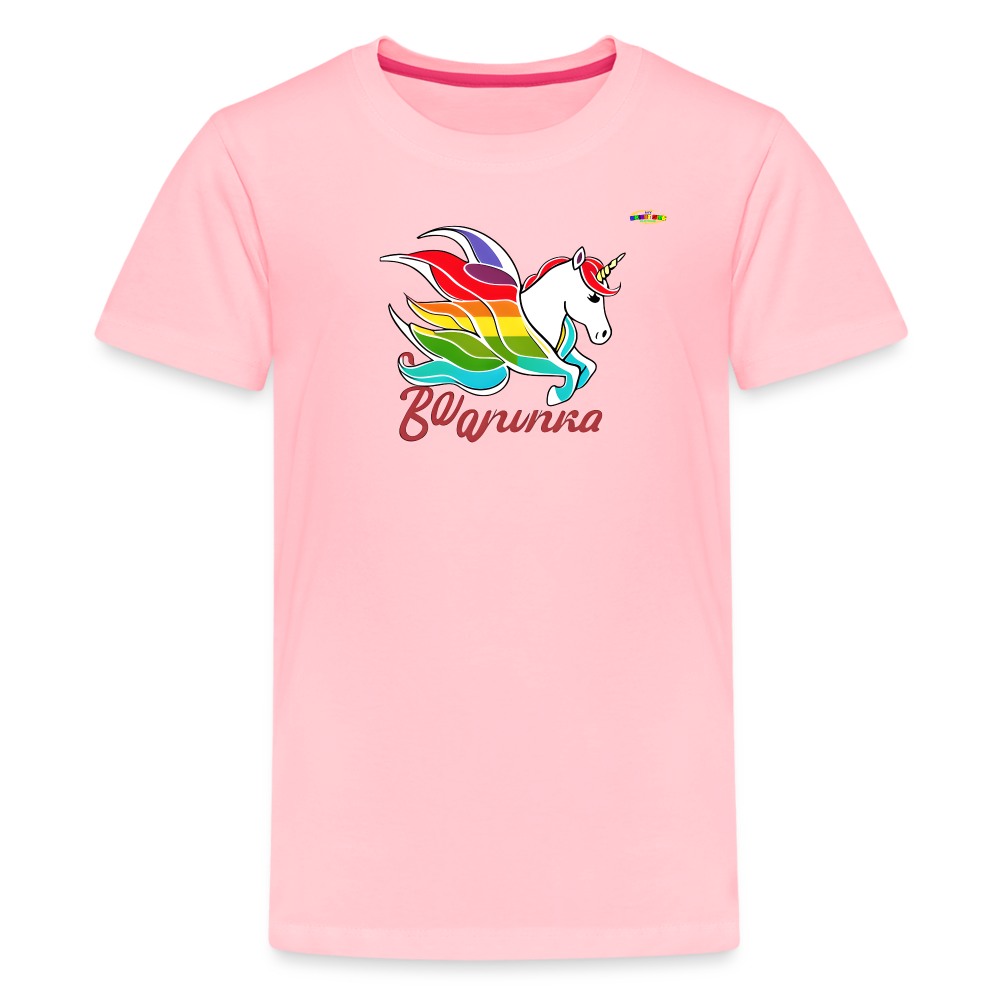 Rainbow Unicorn Logo Children's Premium T-Shirt -MyBrightSideClothing - pink