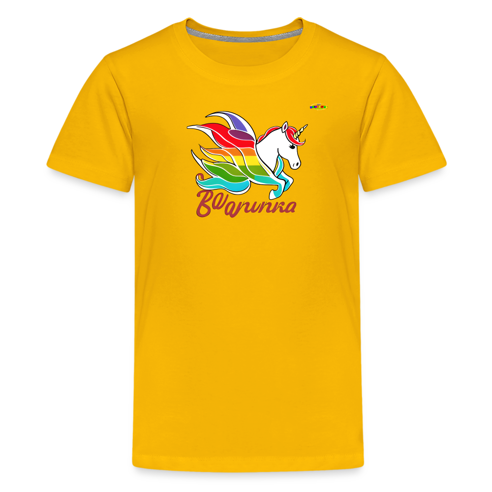 Rainbow Unicorn Logo Children's Premium T-Shirt -MyBrightSideClothing - sun yellow