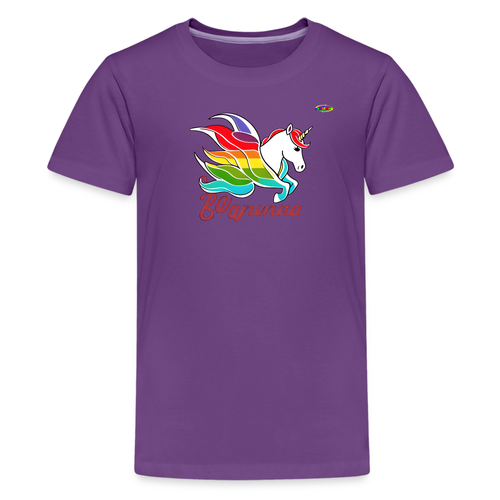 Rainbow Unicorn Logo Children's Premium T-Shirt -MyBrightSideClothing - purple