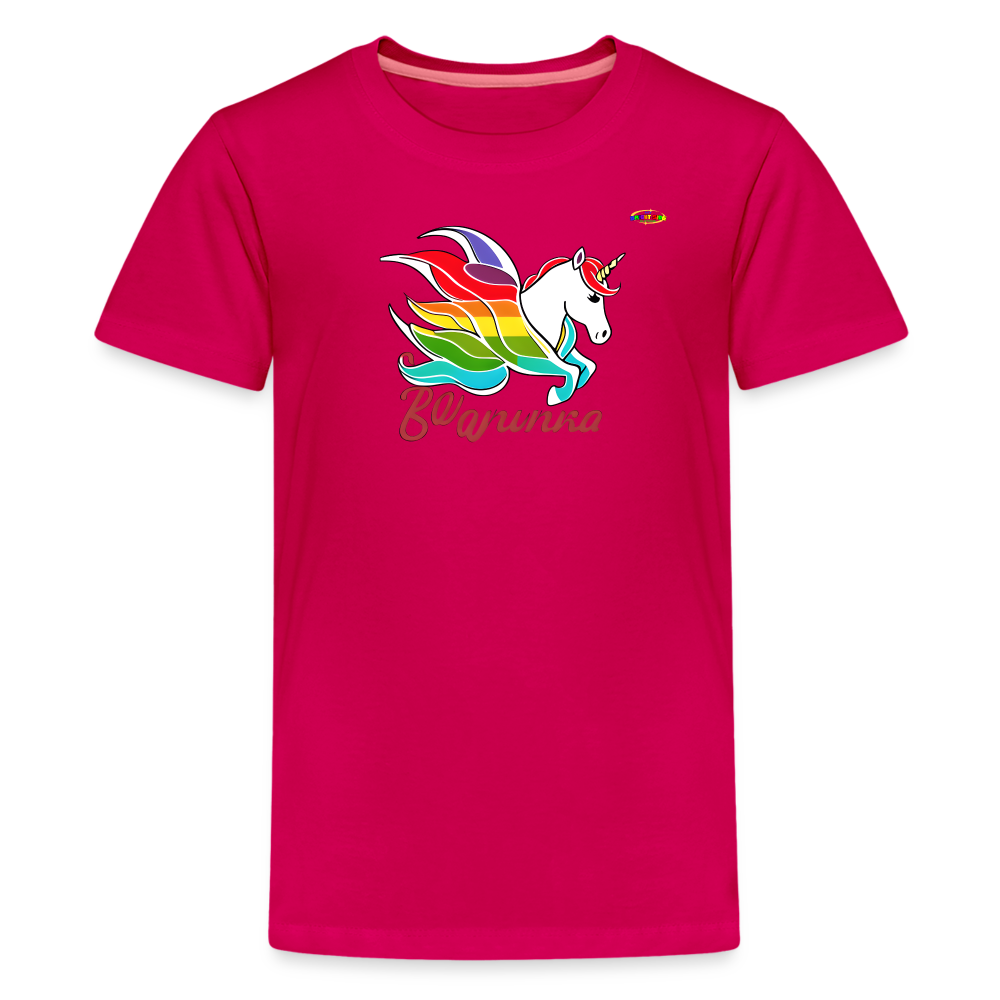 Rainbow Unicorn Logo Children's Premium T-Shirt -MyBrightSideClothing - dark pink