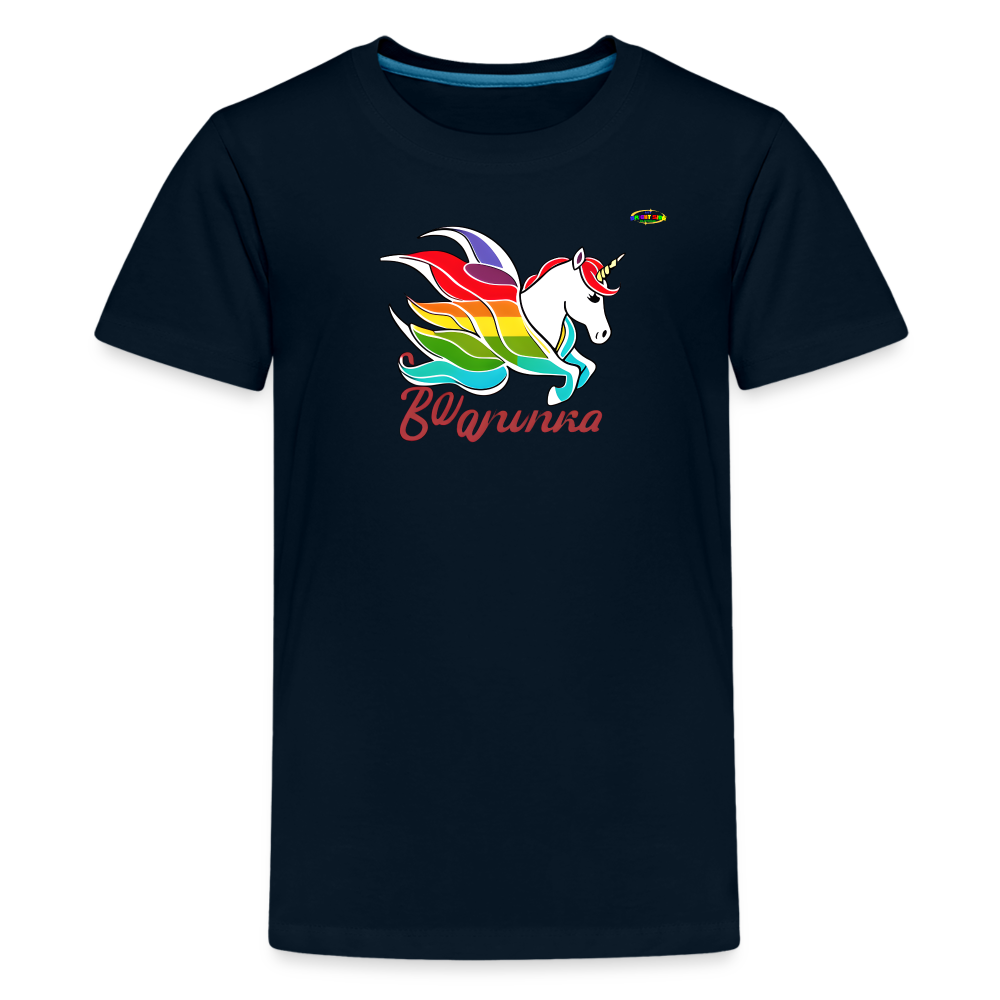 Rainbow Unicorn Logo Children's Premium T-Shirt -MyBrightSideClothing - deep navy