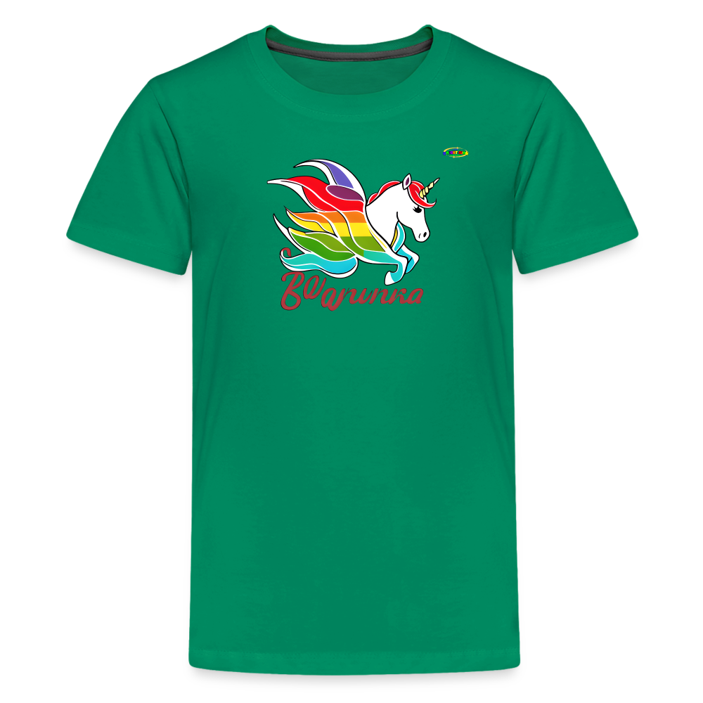 Rainbow Unicorn Logo Children's Premium T-Shirt -MyBrightSideClothing - kelly green