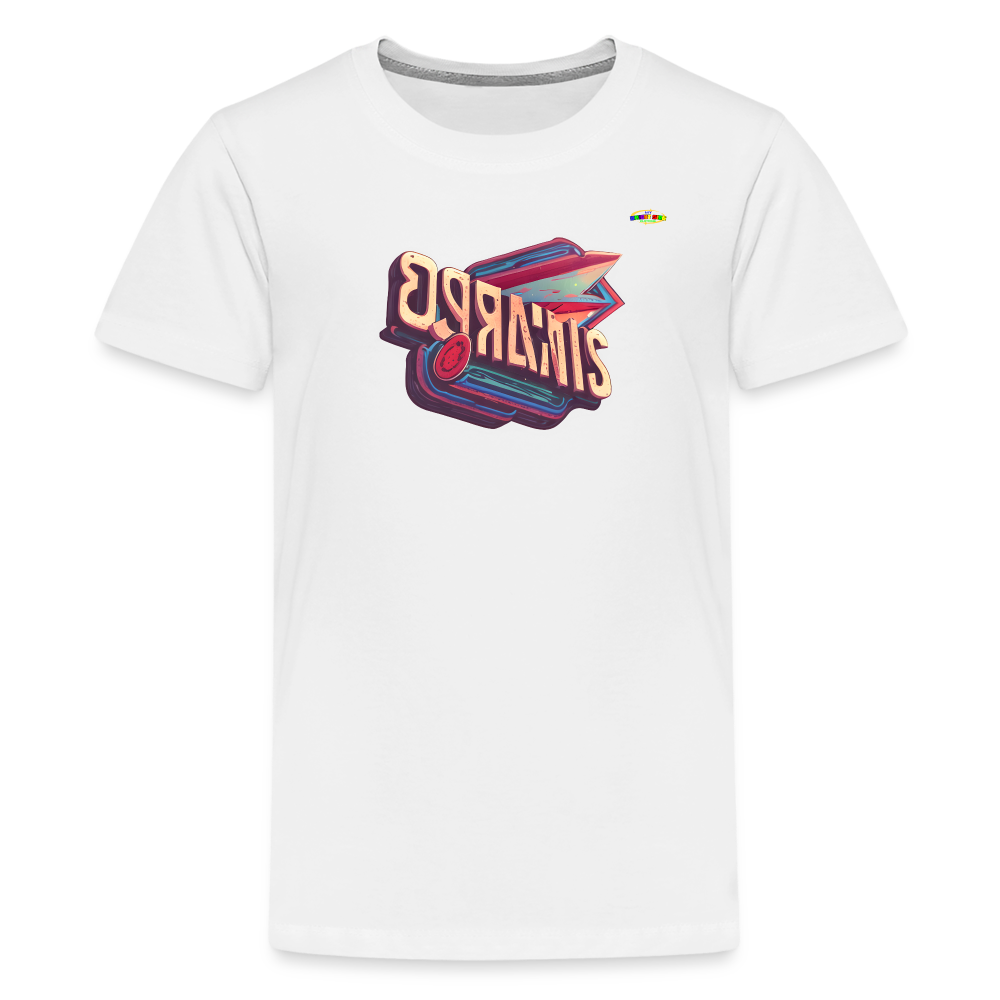 Super Retro 3D Logo Children's Premium T-Shirt -MyBrightSideClothing - white