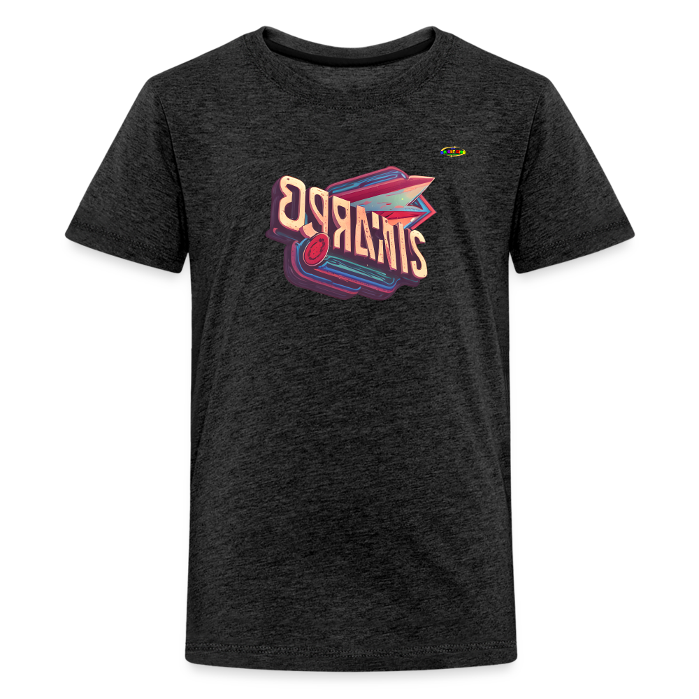 Super Retro 3D Logo Children's Premium T-Shirt -MyBrightSideClothing - charcoal grey