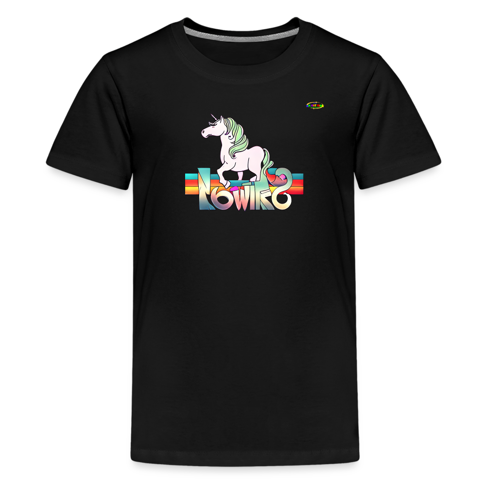 Retro Love Unicorn Logo Children's Premium T-Shirt -MyBrightSideClothing - black