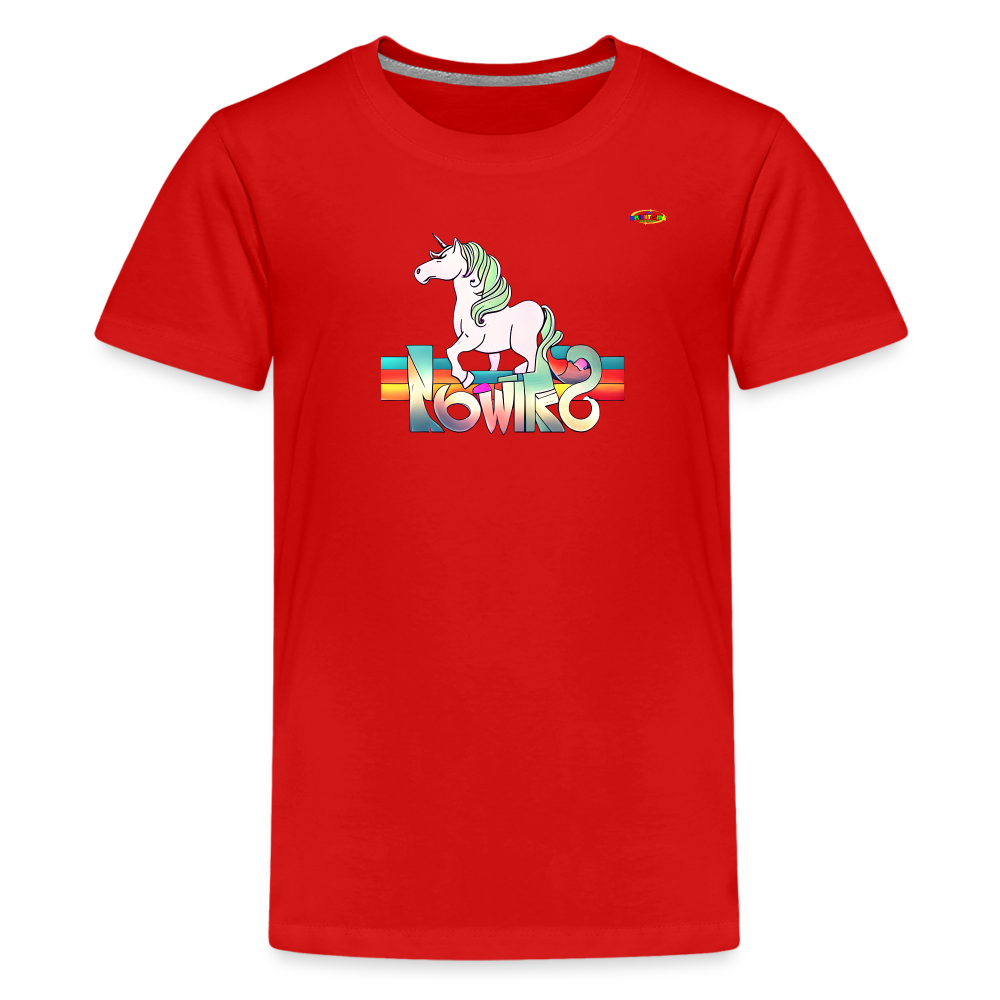 Retro Love Unicorn Logo Children's Premium T-Shirt -MyBrightSideClothing - red