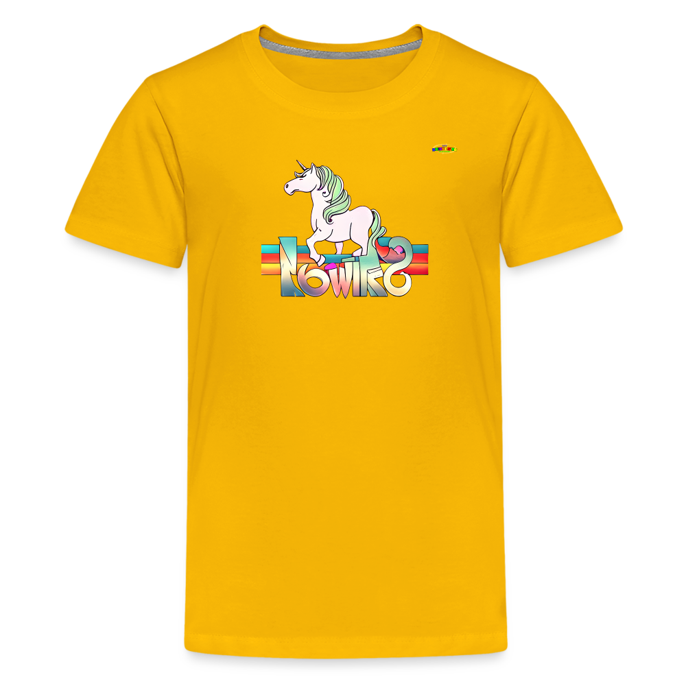 Retro Love Unicorn Logo Children's Premium T-Shirt -MyBrightSideClothing - sun yellow