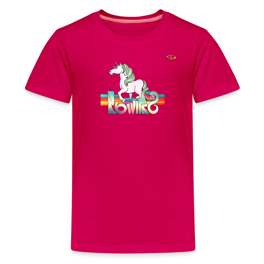 Retro Love Unicorn Logo Children's Premium T-Shirt -MyBrightSideClothing - dark pink