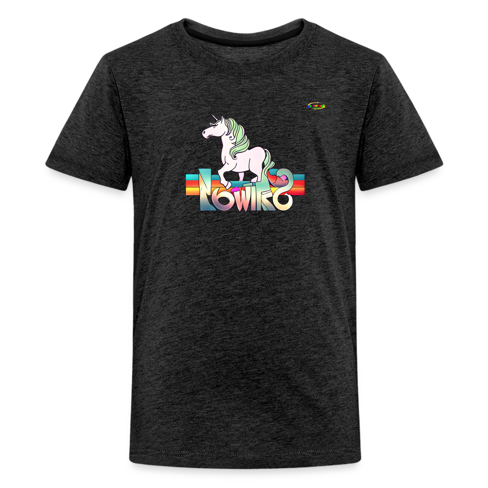 Retro Love Unicorn Logo Children's Premium T-Shirt -MyBrightSideClothing - charcoal grey