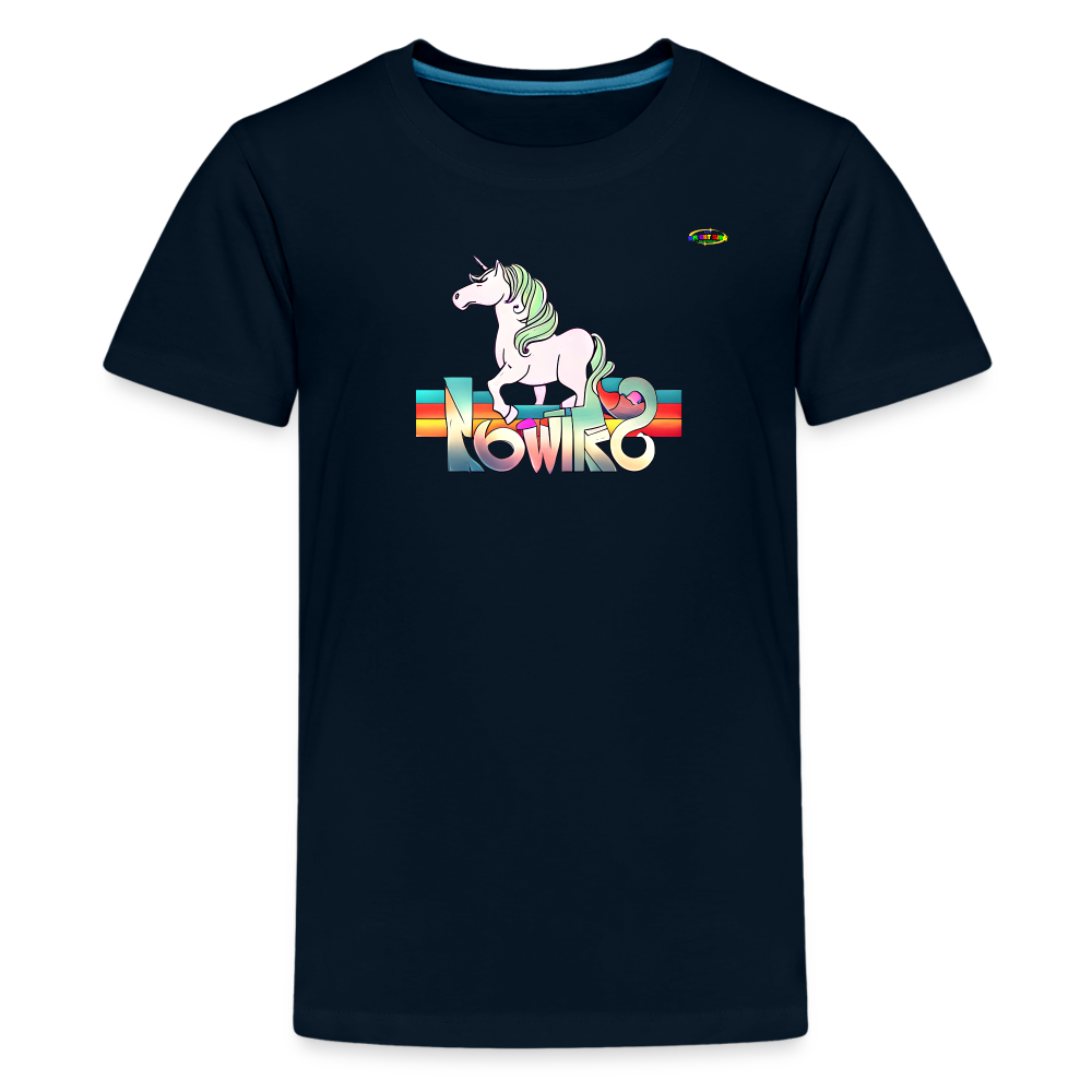 Retro Love Unicorn Logo Children's Premium T-Shirt -MyBrightSideClothing - deep navy