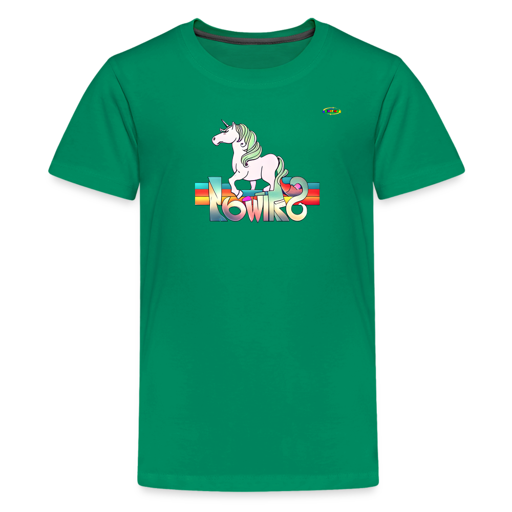 Retro Love Unicorn Logo Children's Premium T-Shirt -MyBrightSideClothing - kelly green