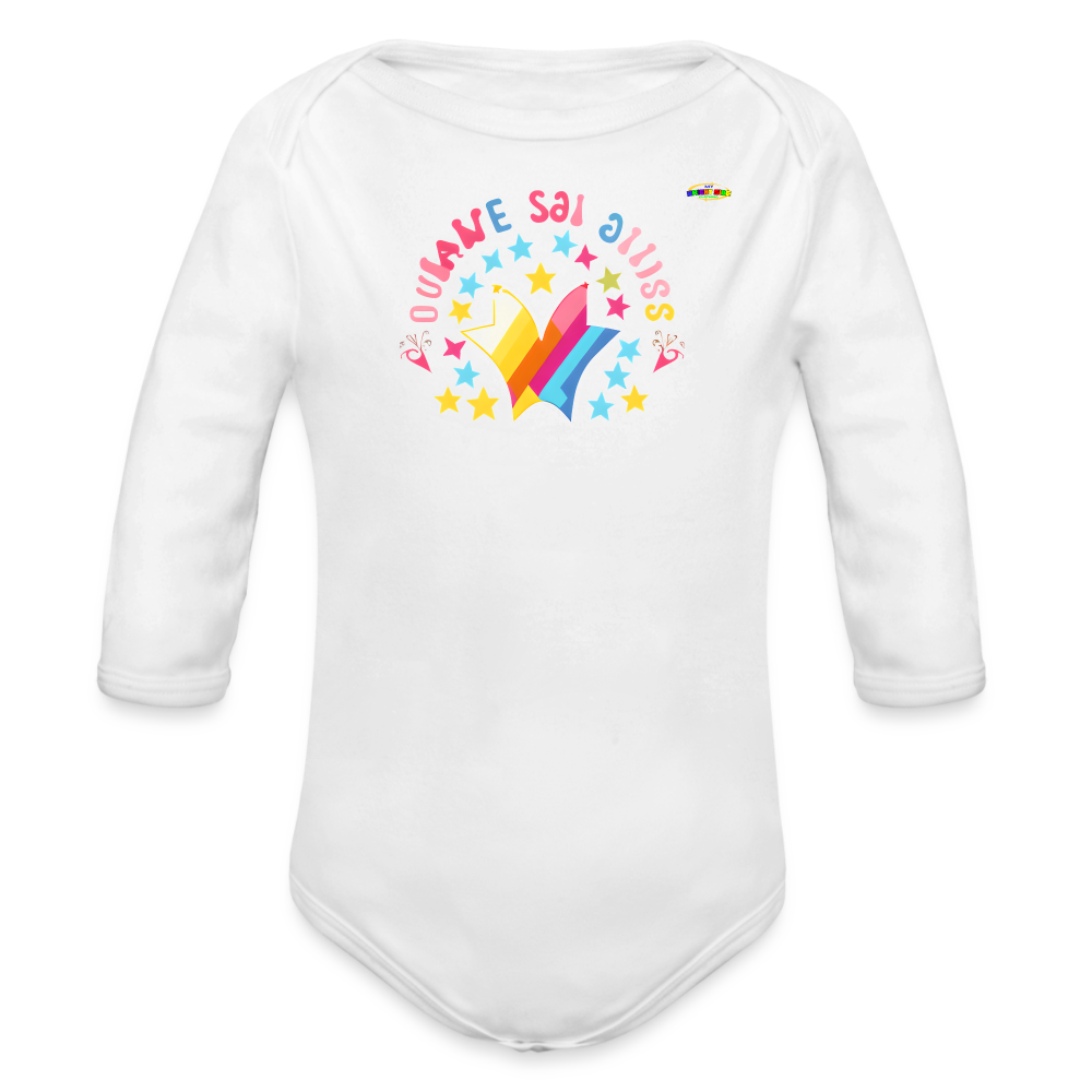 Shining love star Logo Organic Long Sleeve Baby Bodysuit-MyBrightSideClothing - white