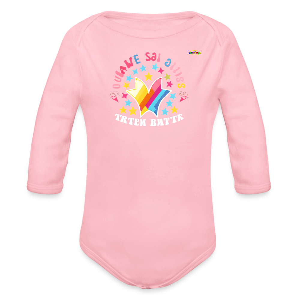 Shining love star Logo Organic Long Sleeve Baby Bodysuit-MyBrightSideClothing - light pink