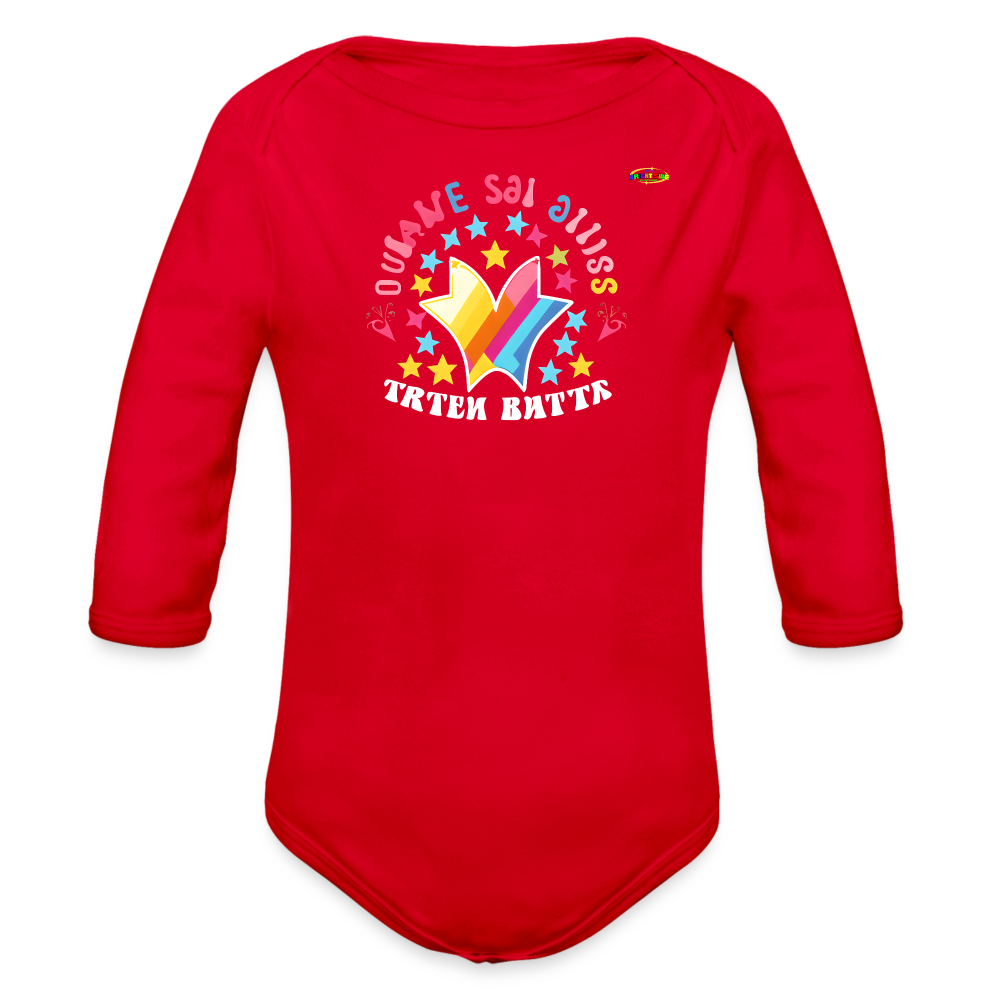 Shining love star Logo Organic Long Sleeve Baby Bodysuit-MyBrightSideClothing - red