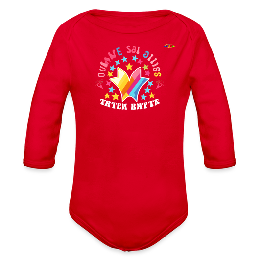 Shining love star Logo Organic Long Sleeve Baby Bodysuit-MyBrightSideClothing - red