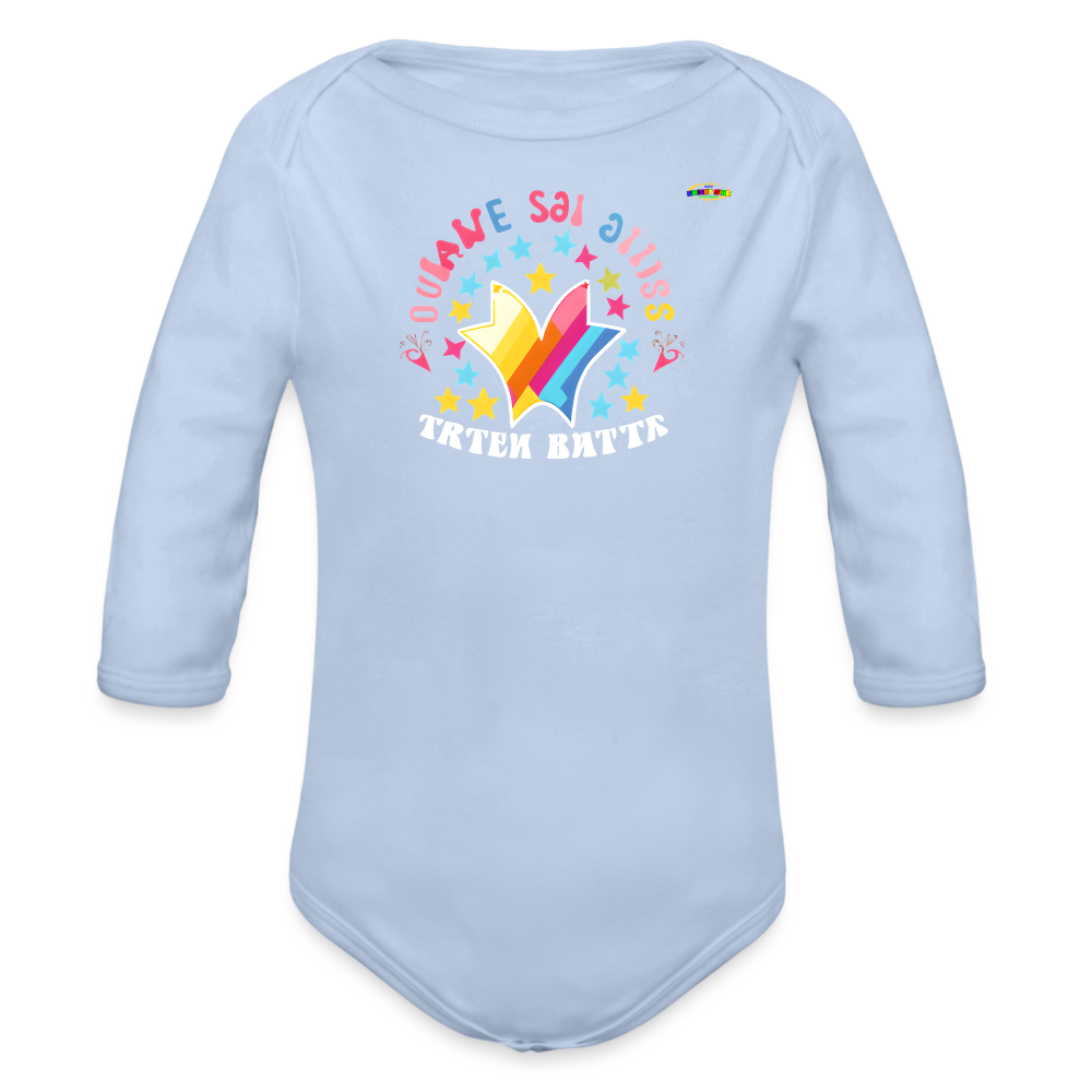 Shining love star Logo Organic Long Sleeve Baby Bodysuit-MyBrightSideClothing - sky