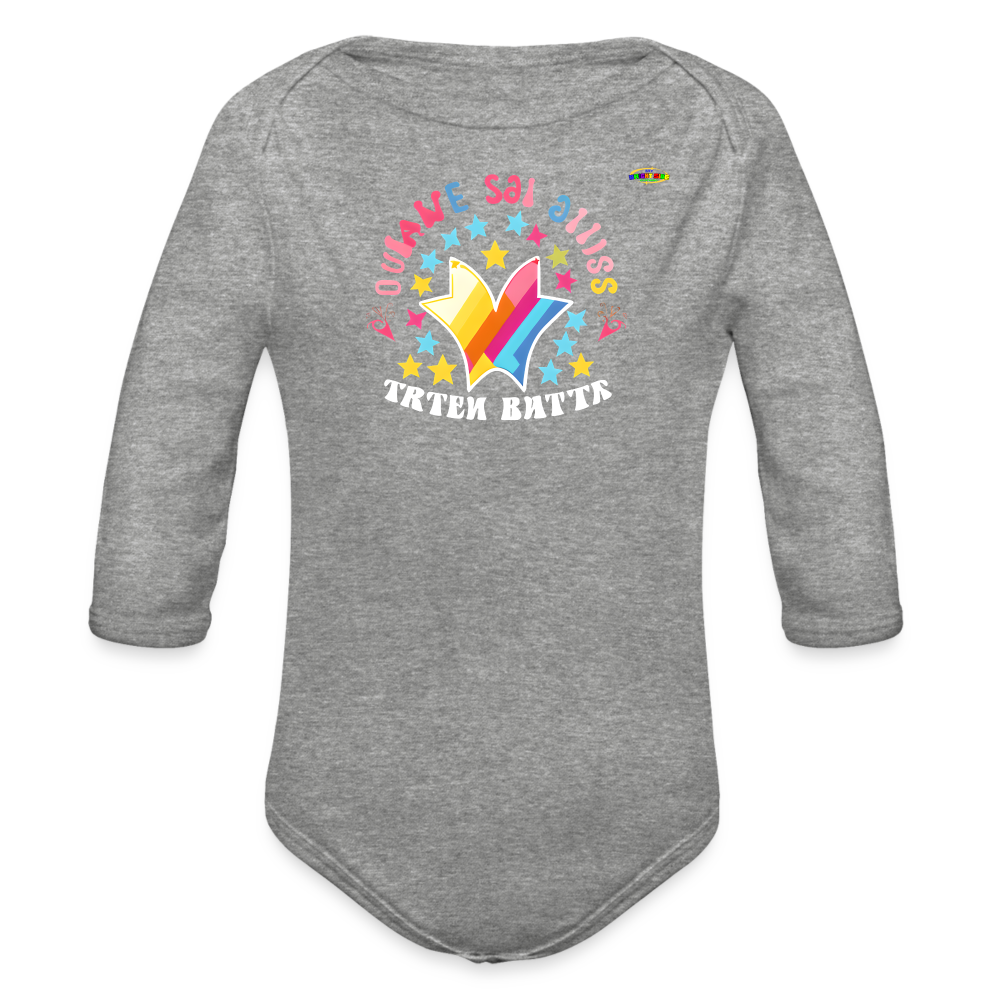 Shining love star Logo Organic Long Sleeve Baby Bodysuit-MyBrightSideClothing - heather grey