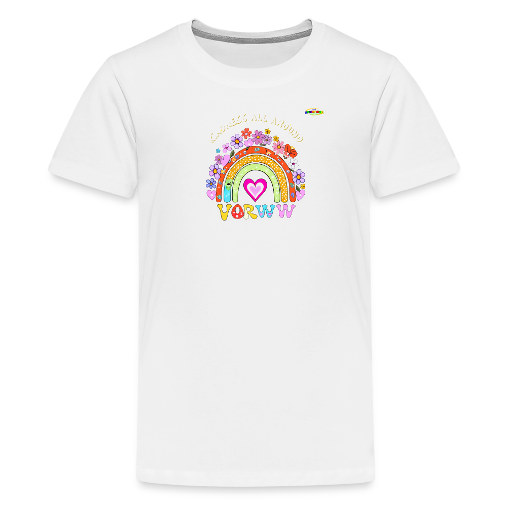 Kindness all around floral rainbow Logo Children's Premium T-Shirt -MyBrightSideClothing - white