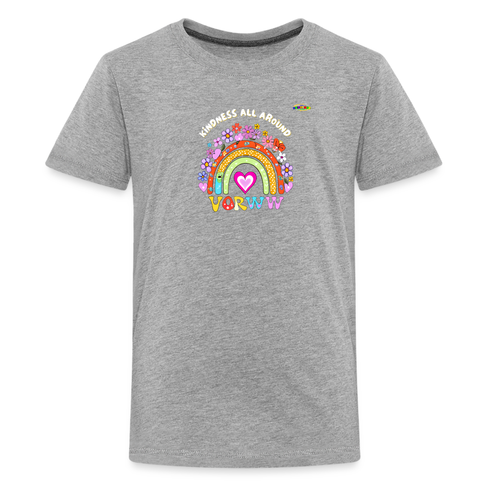 Kindness all around floral rainbow Logo Children's Premium T-Shirt -MyBrightSideClothing - heather gray