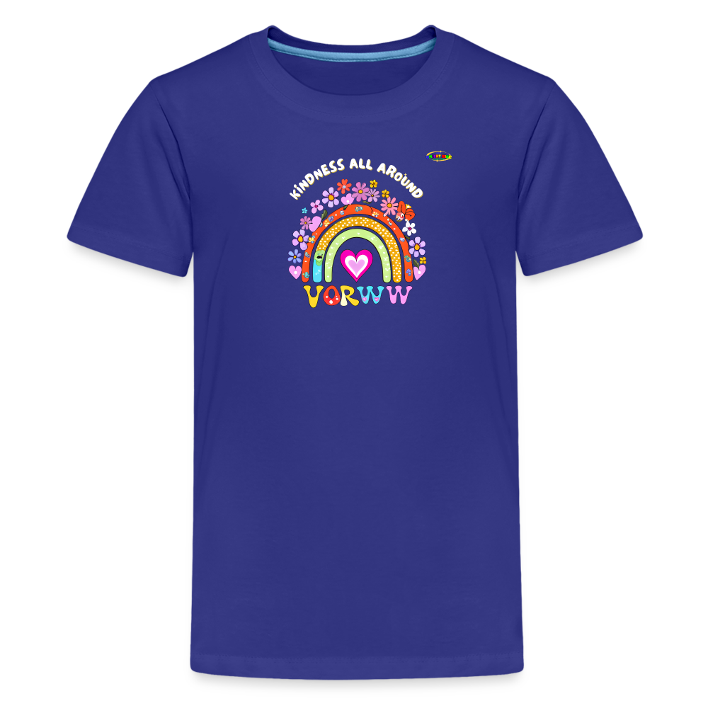 Kindness all around floral rainbow Logo Children's Premium T-Shirt -MyBrightSideClothing - royal blue