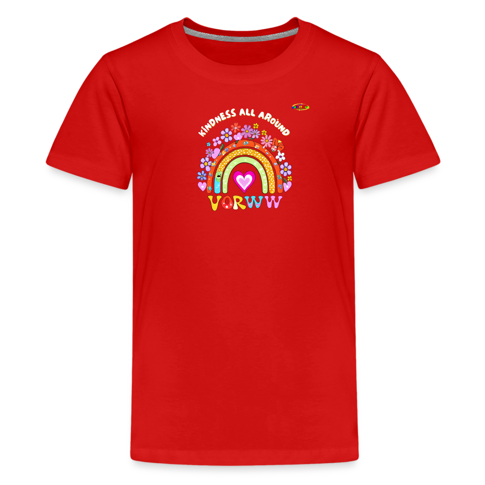 Kindness all around floral rainbow Logo Children's Premium T-Shirt -MyBrightSideClothing - red