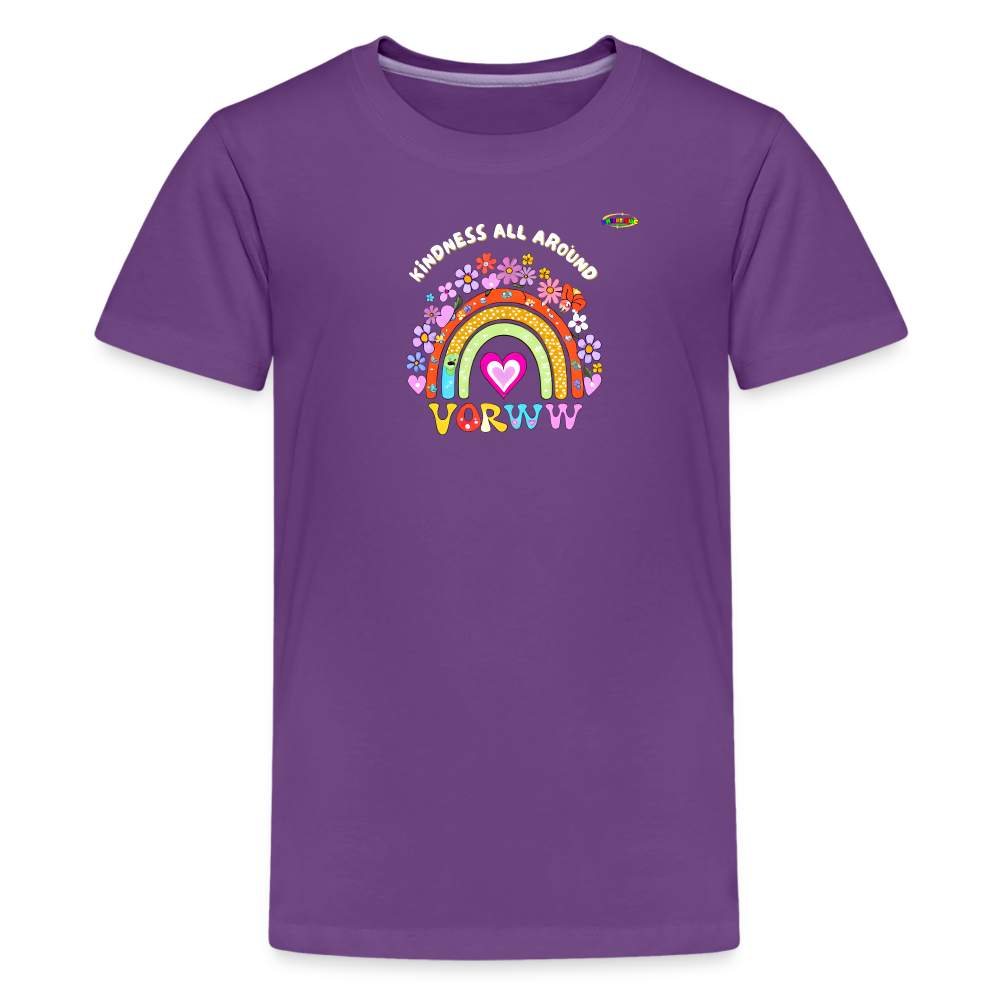 Kindness all around floral rainbow Logo Children's Premium T-Shirt -MyBrightSideClothing - purple