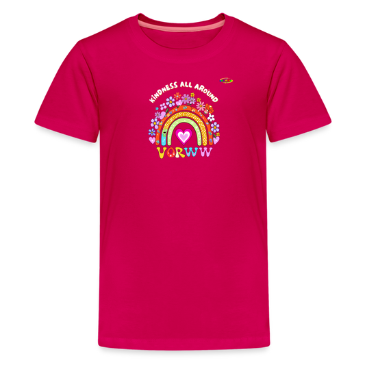 Kindness all around floral rainbow Logo Children's Premium T-Shirt -MyBrightSideClothing - dark pink