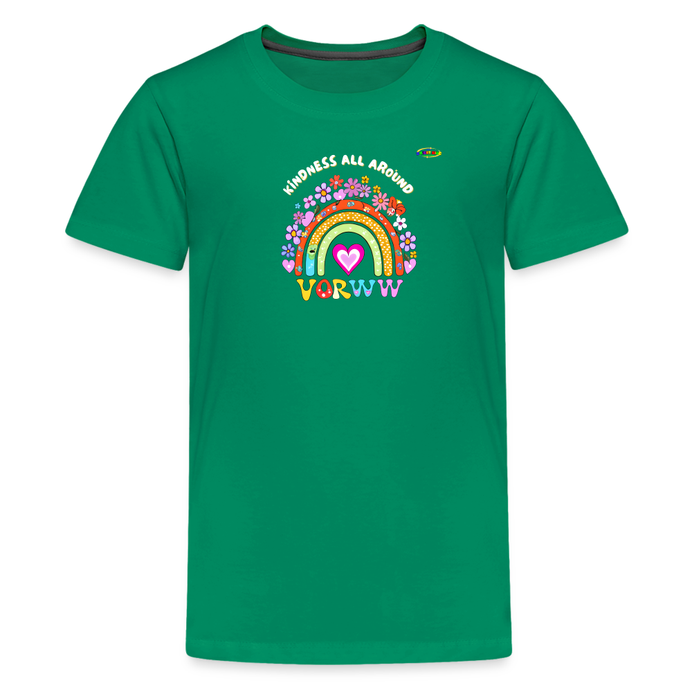 Kindness all around floral rainbow Logo Children's Premium T-Shirt -MyBrightSideClothing - kelly green