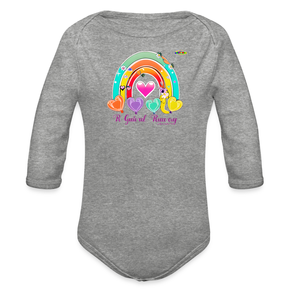 Cute Rainbow Baby Logo Organic Long Sleeve Baby Bodysuit-MyBrightSideClothing - heather grey