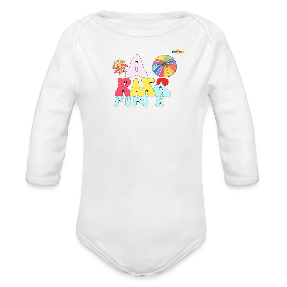 Cute my first summer fun Logo Organic Long Sleeve Baby Bodysuit-MyBrightSideClothing - white