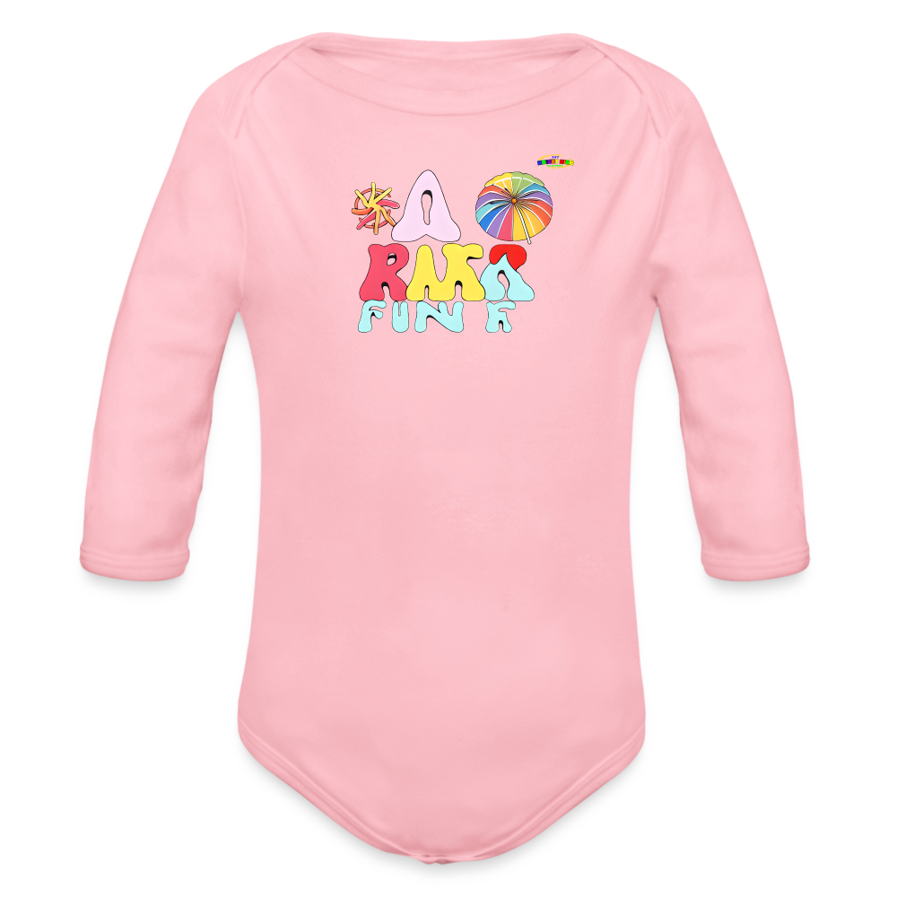 Cute my first summer fun Logo Organic Long Sleeve Baby Bodysuit-MyBrightSideClothing - light pink