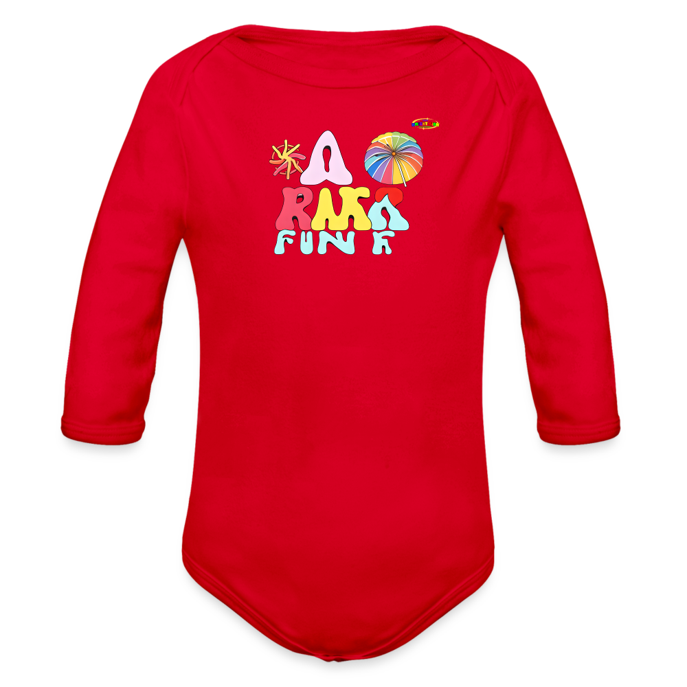 Cute my first summer fun Logo Organic Long Sleeve Baby Bodysuit-MyBrightSideClothing - red