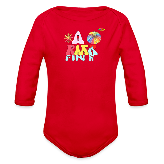 Cute my first summer fun Logo Organic Long Sleeve Baby Bodysuit-MyBrightSideClothing - red