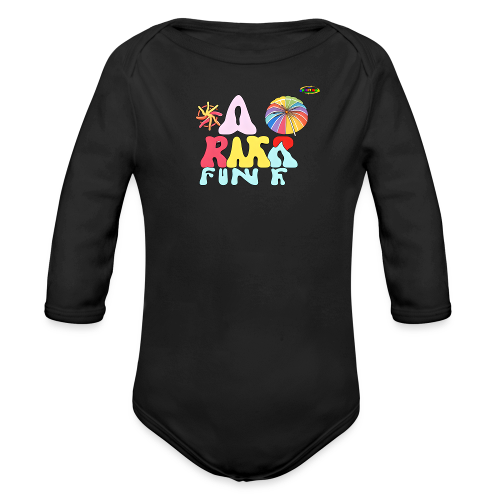 Cute my first summer fun Logo Organic Long Sleeve Baby Bodysuit-MyBrightSideClothing - black