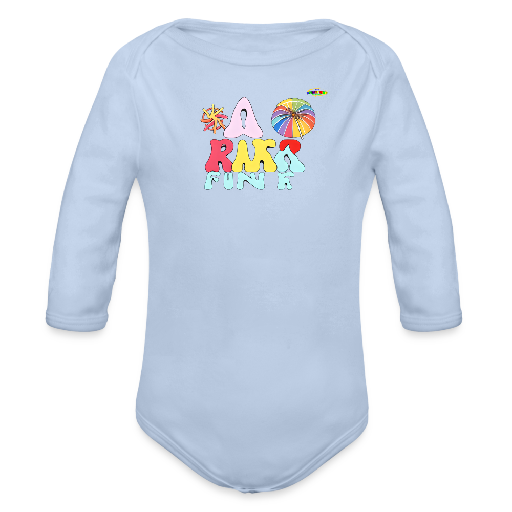 Cute my first summer fun Logo Organic Long Sleeve Baby Bodysuit-MyBrightSideClothing - sky