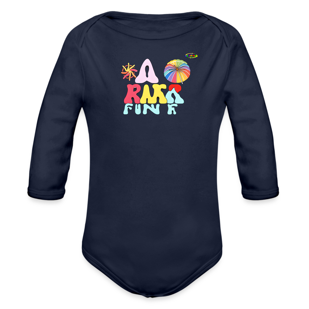 Cute my first summer fun Logo Organic Long Sleeve Baby Bodysuit-MyBrightSideClothing - dark navy