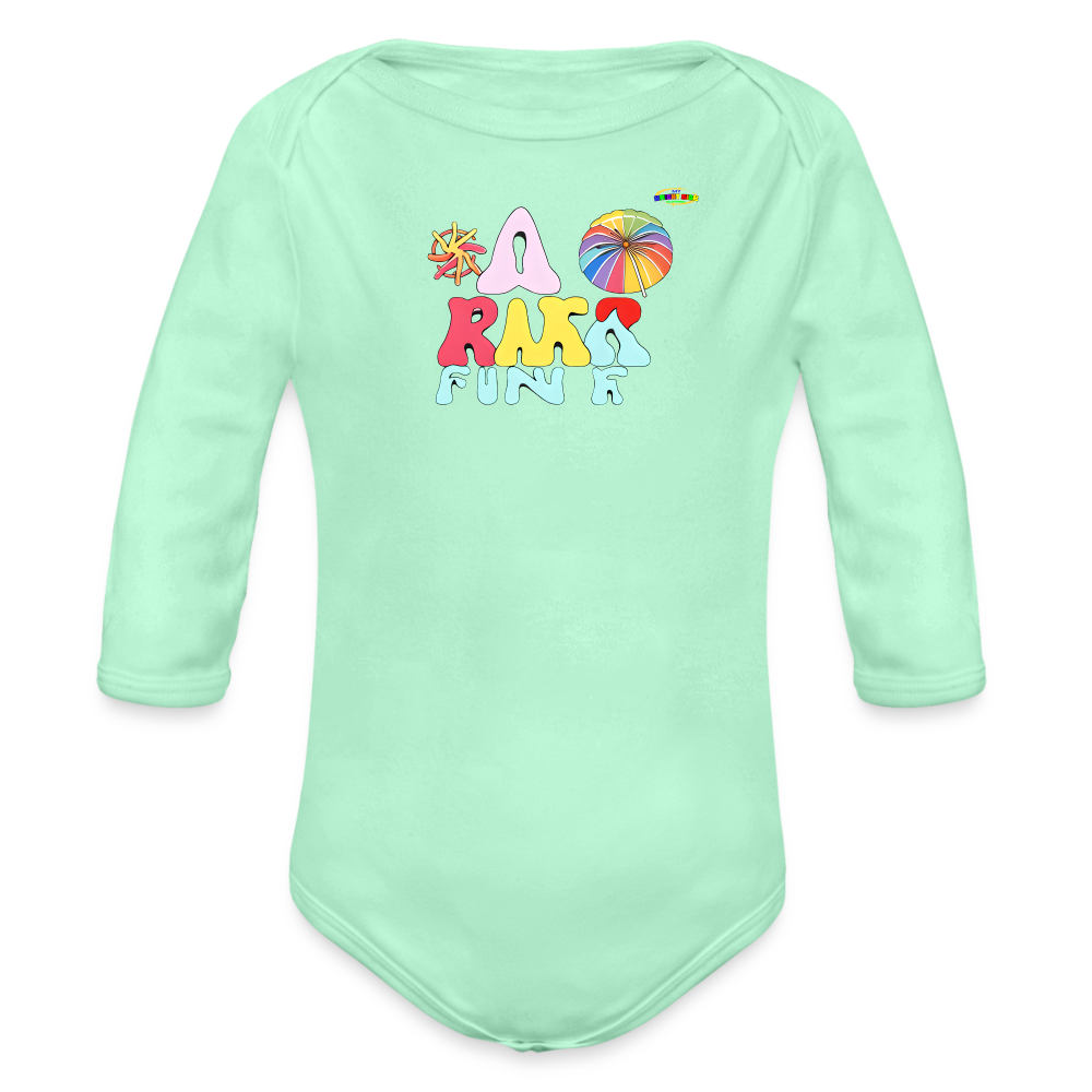 Cute my first summer fun Logo Organic Long Sleeve Baby Bodysuit-MyBrightSideClothing - light mint