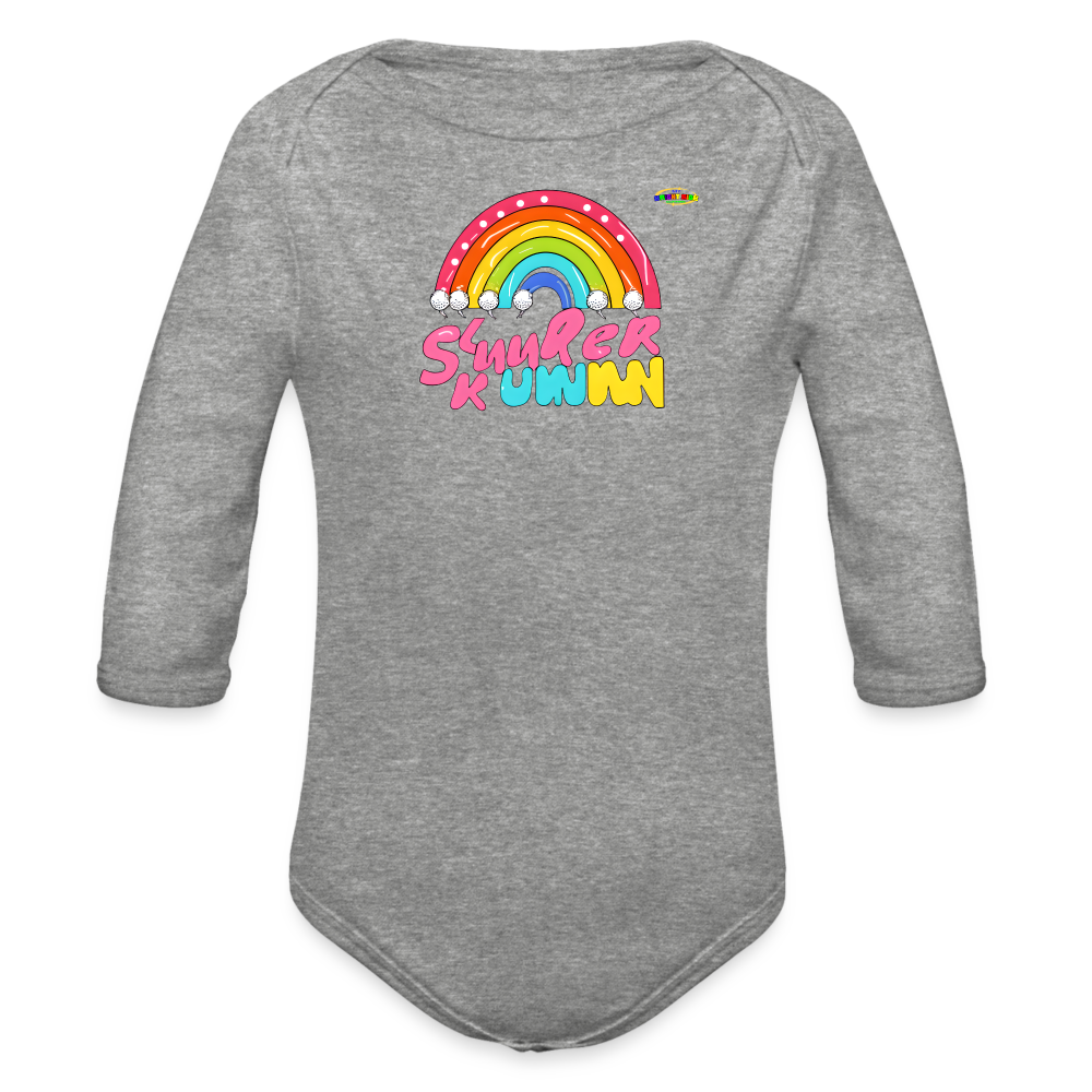 Cute Sweet Rainbow Baby Logo Organic Long Sleeve Baby Bodysuit-MyBrightSideClothing - heather grey