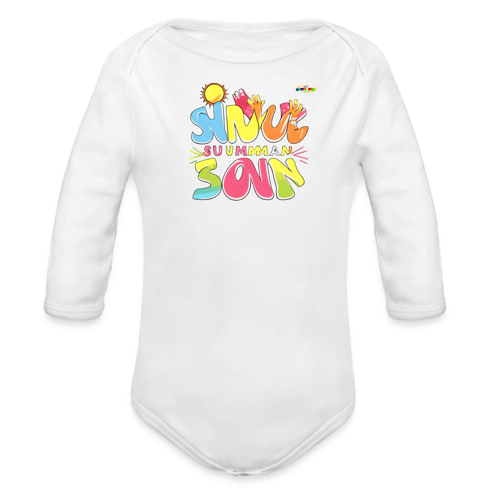 Cute Summer Fun Logo Organic Long Sleeve Baby Bodysuit-MyBrightSideClothing - white