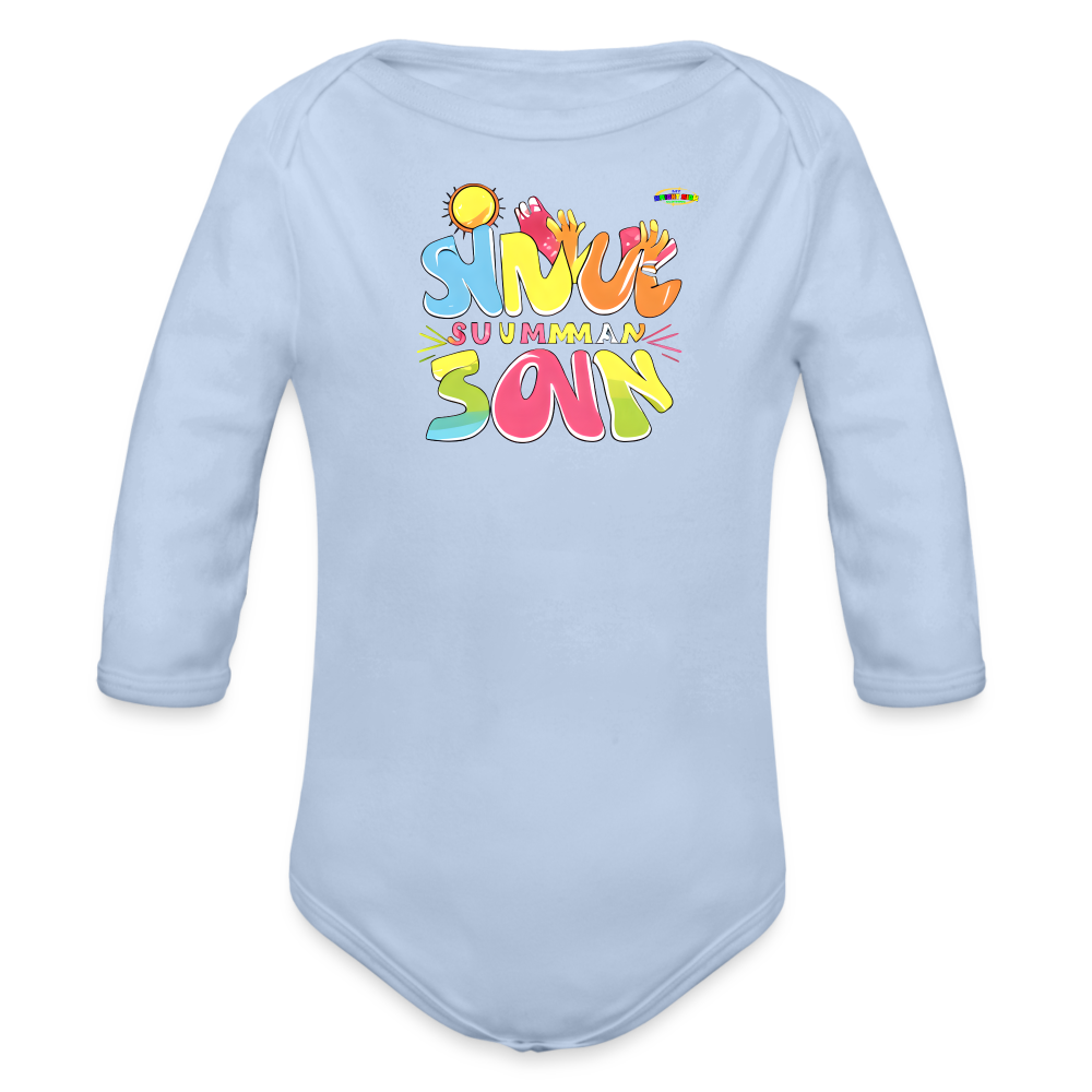 Cute Summer Fun Logo Organic Long Sleeve Baby Bodysuit-MyBrightSideClothing - sky