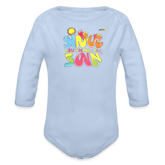 Cute Summer Fun Logo Organic Long Sleeve Baby Bodysuit-MyBrightSideClothing - sky