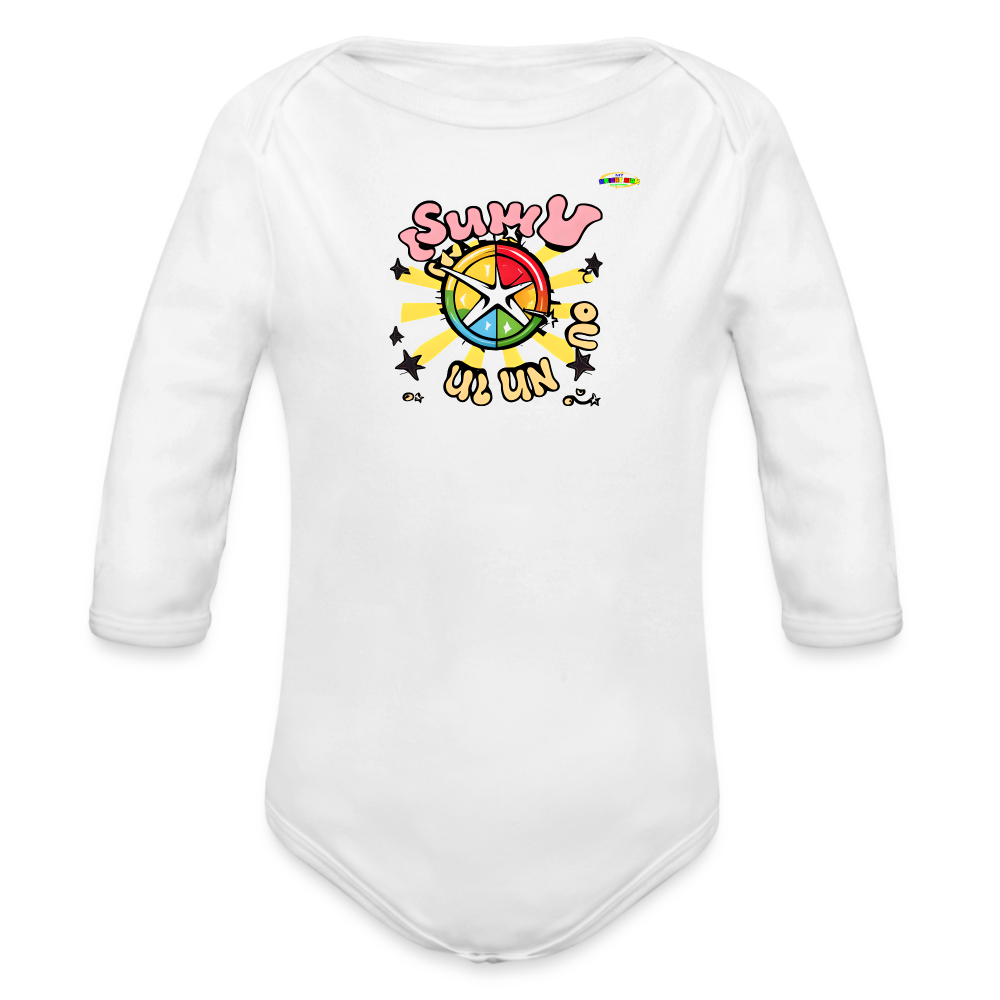 Snuggle Time Organic Long Sleeve Baby Bodysuit-MyBrightSideClothing - white