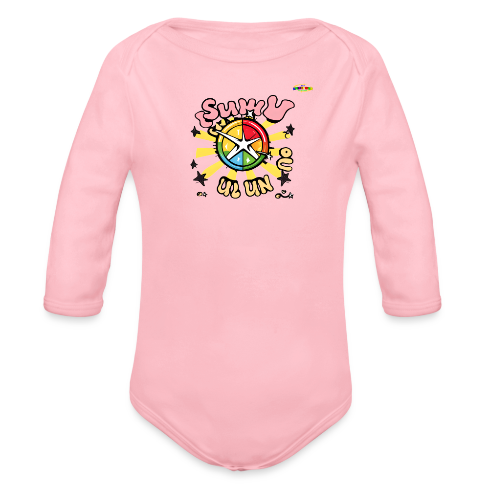 Snuggle Time Organic Long Sleeve Baby Bodysuit-MyBrightSideClothing - light pink