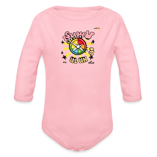 Snuggle Time Organic Long Sleeve Baby Bodysuit-MyBrightSideClothing - light pink