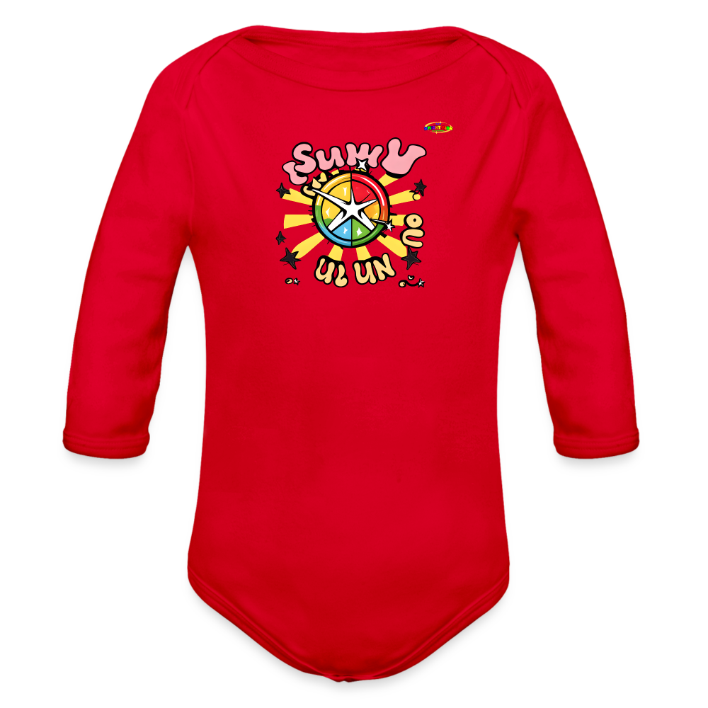 Snuggle Time Organic Long Sleeve Baby Bodysuit-MyBrightSideClothing - red