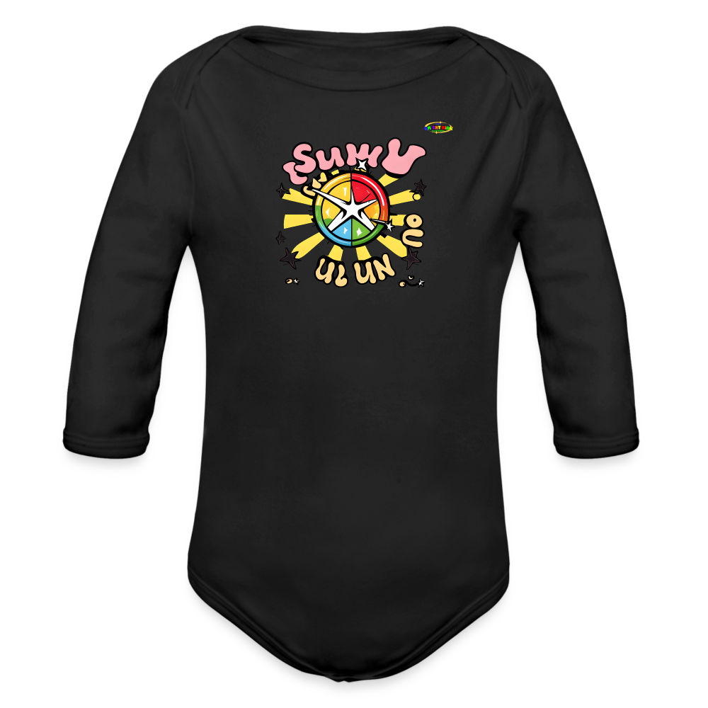 Snuggle Time Organic Long Sleeve Baby Bodysuit-MyBrightSideClothing - black